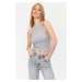 Trendyol Gray Melange Fitted Regular Length Halter Collar Ribbed Cotton Flexible Knitted Undersh