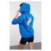 Trendyol Saks Front Back Printed Oversize/Wide Pattern Hooded Knitted Sweatshirt