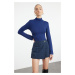 Trendyol Navy Blue Fitted Viscose Soft Fabric Long Sleeve High Collar Knitted Blouse