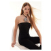 Trendyol Knitted Bodysuit with Black Shiny Stone Rose Accessories