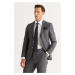 ALTINYILDIZ CLASSICS Men's Gray Slim Fit Slim Fit Mono Collar Cordura Fabric Woolen Suit