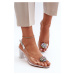 Transparent high-heeled sandals with silver D&A embellishment