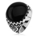 Prsteň zo striebra 925, čierne zdobenie, cik cak vzor a ornamenty - Veľkosť: 67 mm