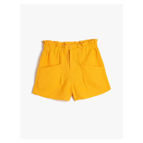 Koton Linen Shorts with Elastic Waist, Pocket