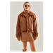 Bianco Lucci Women's Shearling Side Pockets Welt Suede Coat