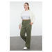 Trendyol Curve Khaki Wide Cut Thin Knitted Sweatpants