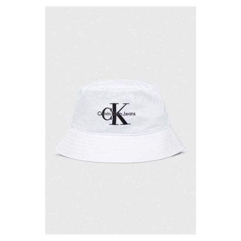 Bavlnený klobúk Calvin Klein Jeans biela farba, bavlnený