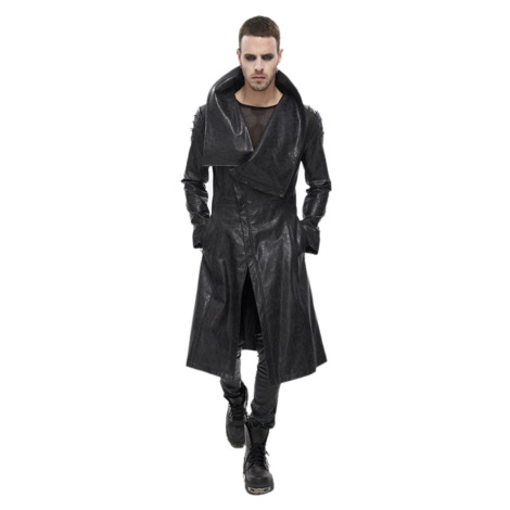 kabát DEVIL FASHION Villain Blues Punk Faux Leather Trench Coat