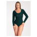 TMAVOZELENÉ DÁMSKE BODY S VÝSTRIHOM M1037 GREEN