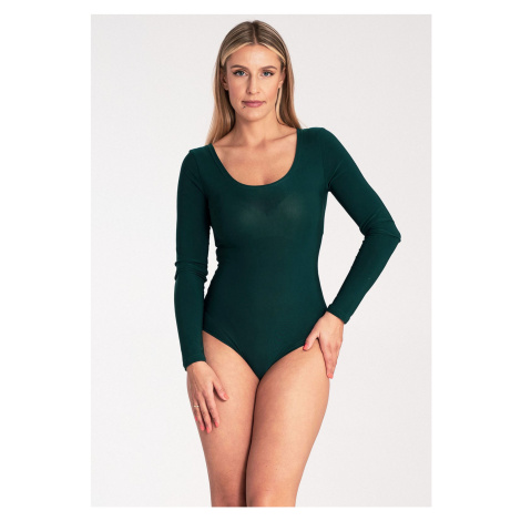 TMAVOZELENÉ DÁMSKE BODY S VÝSTRIHOM M1037 GREEN Figl