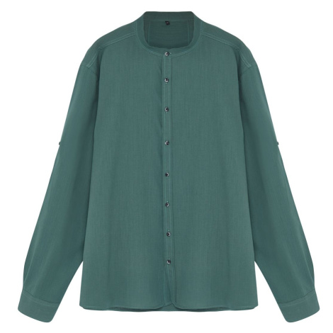 Trendyol Dark Green Regular Fit Comfortable Collar Basic Plus Size Shirt