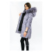 Prešívaná dámska zimná bunda vo vresové farbe s kapucňou (7690)