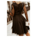 Smotanovo-čierne krátke čipkované šaty Colette