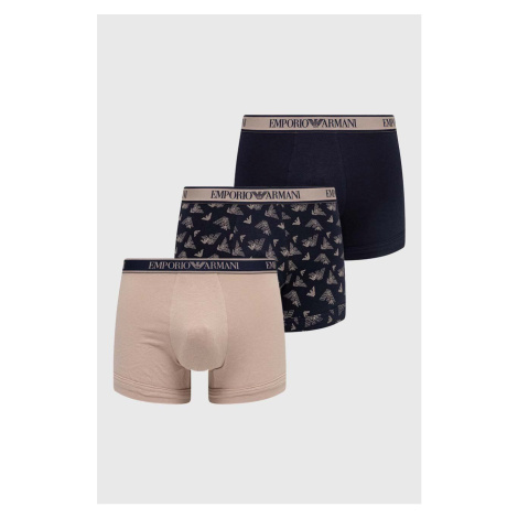 Boxerky Emporio Armani Underwear 3-pak pánske, béžová farba