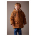 DEFACTO Baby Boy Water Repellent Fleece Lined Hooded Coat