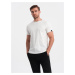 Ombre BASIC men's t-shirt with decorative pilling effect - cream