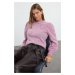 Trendyol Pink Fuzzy Flower Embroidered Knitwear Sweater