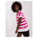 Women's basic white and fuchsia striped blouse