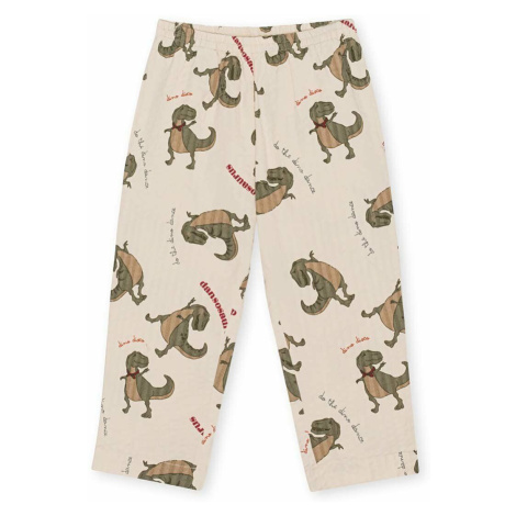 Detské pyžamové nohavice Konges Sløjd béžová farba, vzorovaná