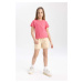 DEFACTO Girls' Pocket Woven Labeled Shorts