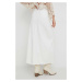 Rifľová sukňa Answear Lab biela farba, maxi, rovný strih