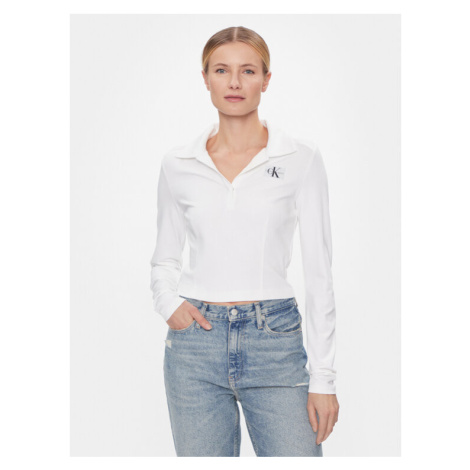 Calvin Klein Jeans Blúzka Polo Collar Milano Regular Top J20J222556 Biela Regular Fit