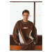 Trendyol Brown Oversize/Wide Cut Printed College Sweatshirt