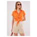 armonika Women's Orange Short Sleeve Linen Shirt