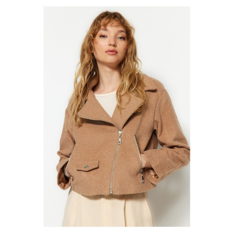 Trendyol Beige Biker Wool Cachet Coat