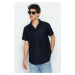 Trendyol Navy Blue Regular Fit Open Collar Summer Shirt