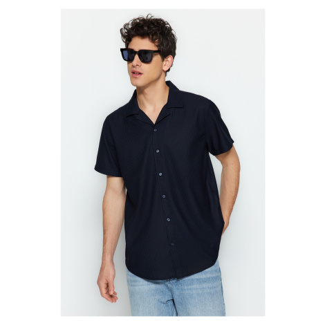 Trendyol Navy Blue Regular Fit Open Collar Summer Shirt