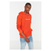 Trendyol Orange Regular Hooded Long Sleeve Sweatshirt