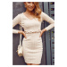 Knitted beige dress with a decorative waistband