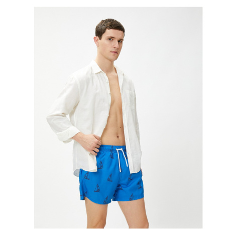 Koton Sea Shorts, Sailing Printed, Lace-up Waist, Pocket Detailed