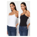 Trendyol Black and White Strap Regular Flexible 2 Pack Knitted Undershirt