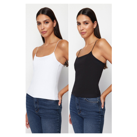 Trendyol Black and White Strap Regular Flexible 2 Pack Knitted Undershirt