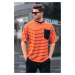 Madmext Men's Orange Striped Basic T-Shirt 6084