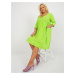 Lime green dress plus size basic with buttons at the neckline