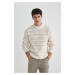 DEFACTO Oversize Fit Striped Crew Neck Sweater