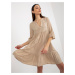 Beige loose dress with frills and 3/4 sleeves SUBLEVEL