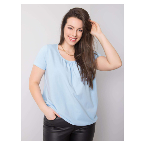 Light blue cotton blouse plus sizes