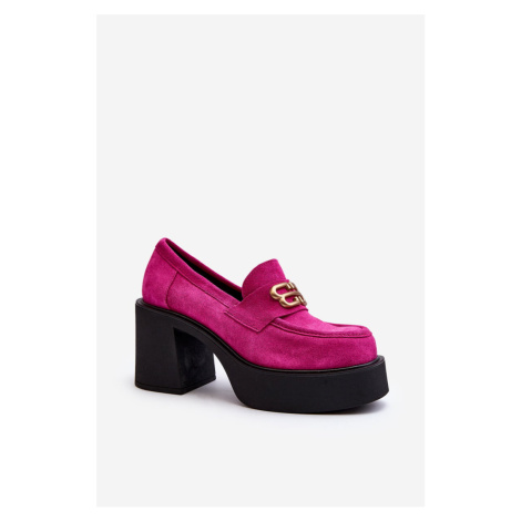 Zazoo women's suede high-heeled shoes, fuchsia