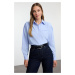 Trendyol Blue Padding Detailed Oversize Wide Fit Shirt