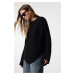 Trendyol Black Wide Pattern Crew Neck Knitwear Sweater