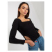 Čierny crop top s cípmi a dlhými rukávmi -TW-BZ-BL-1005.26P-black