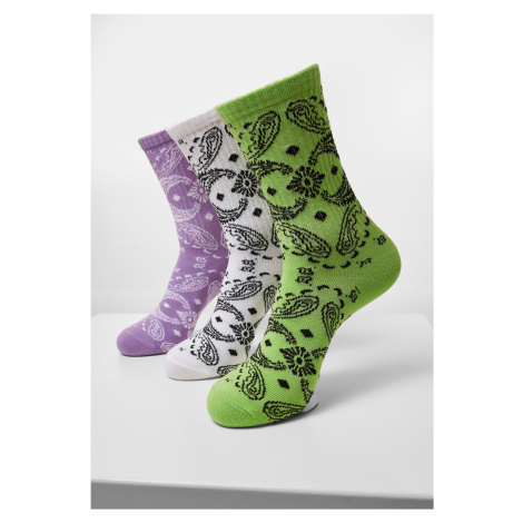 Bandana Pattern Socks 3-Pack White+Lilac+Lilac Urban Classics