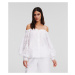 Blúzka Karl Lagerfeld Off Shoulder Embroidery Top White