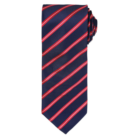 Premier Workwear Pásikavá kravata Sports Stripe - Tmavomodrá / červená