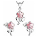 Sada šperkov s krištálmi Swarovski náušnice,retiazka a prívesok ružová kytička 39172.3 light ros