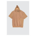 Trendyol Camel Men's Short Sleeve Hooded Regular Fit Sweatshirt